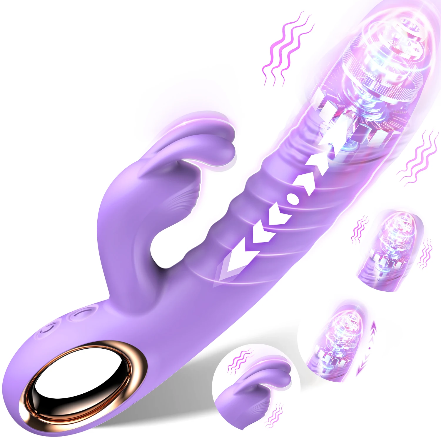 Rabbit Thrusting G Spot Vibrator Anal Dildo with 10 Vibrating Thrusting Liquid Silicone Vaginal Massage Adult Sex Toys for Women