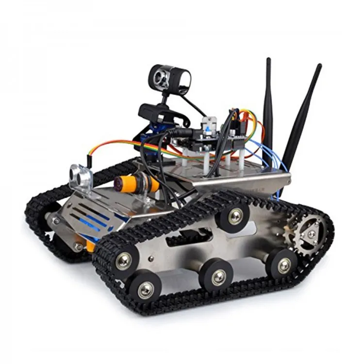 Unfinished DIY RC Intelligent Wireless Camera Wifi Robot Tank Chassis Car Kit with Dual antenna