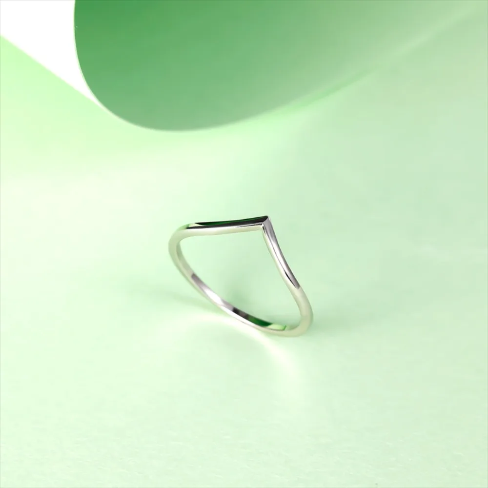 Monkton Real 925 Sterling Silver Smooth Sharp Ring per le donne classico anello da dito a forma di V per anello di fidanzamento anelli di gioielli