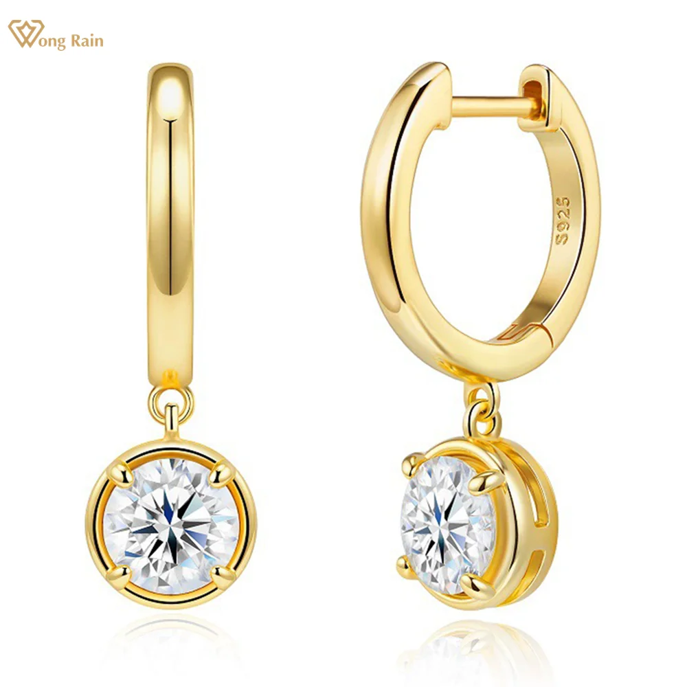 

Wong Rain Vintage 925 Sterling Silver VVS1 3EX D Color Round Cut 6.5 MM Real Moissanite Diamond Gems Drop Earrings Fine Jewelry