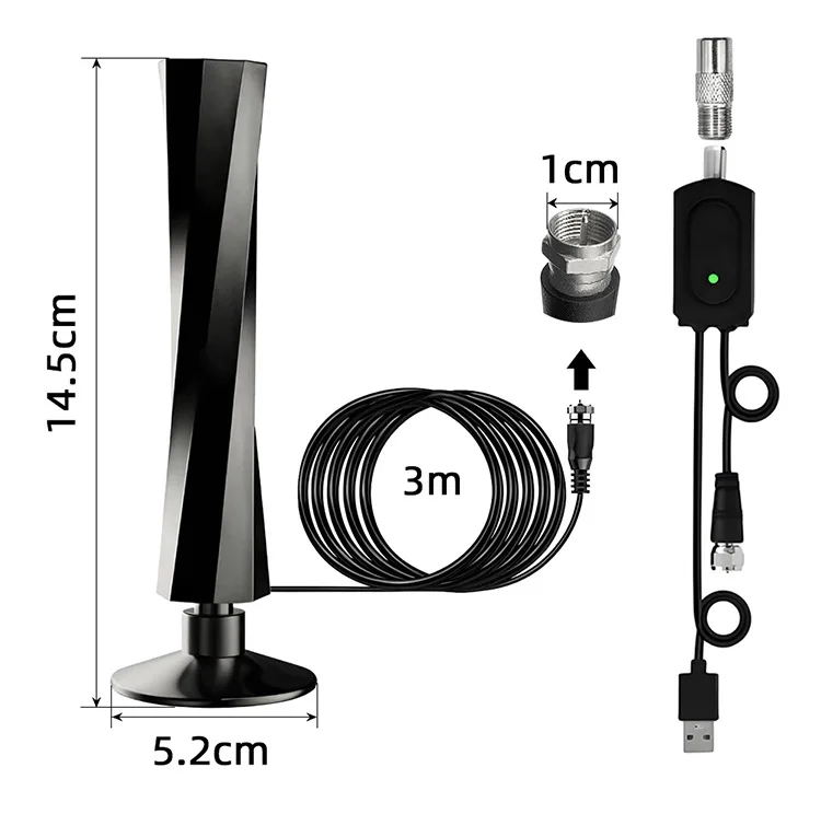 هوائي تلفزيون داخلي لجميع أجهزة التلفاز الذكية الرقمية طويلة المدى مع إشارة مكبر للصوت للقنوات المحلية يدعم 4K 1080P TM/TK ATSC