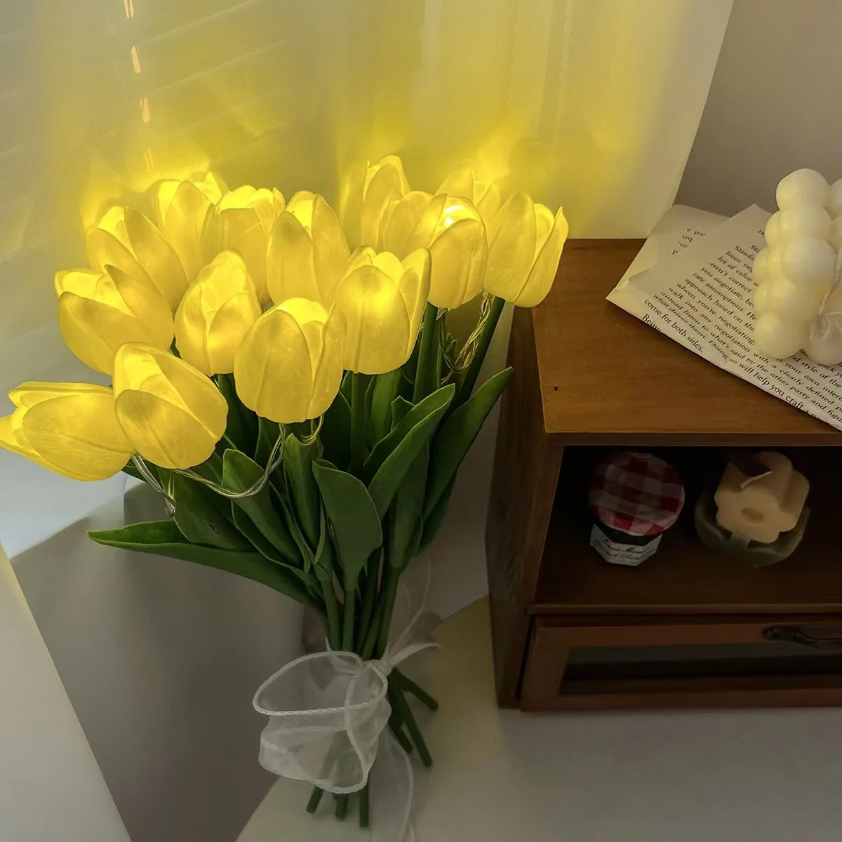 Tulip Led Lamp Artificial Tulip Flowers Table Decoration Simulation Tulips Bouquet Night Light Gifts For Home Party Decor New In