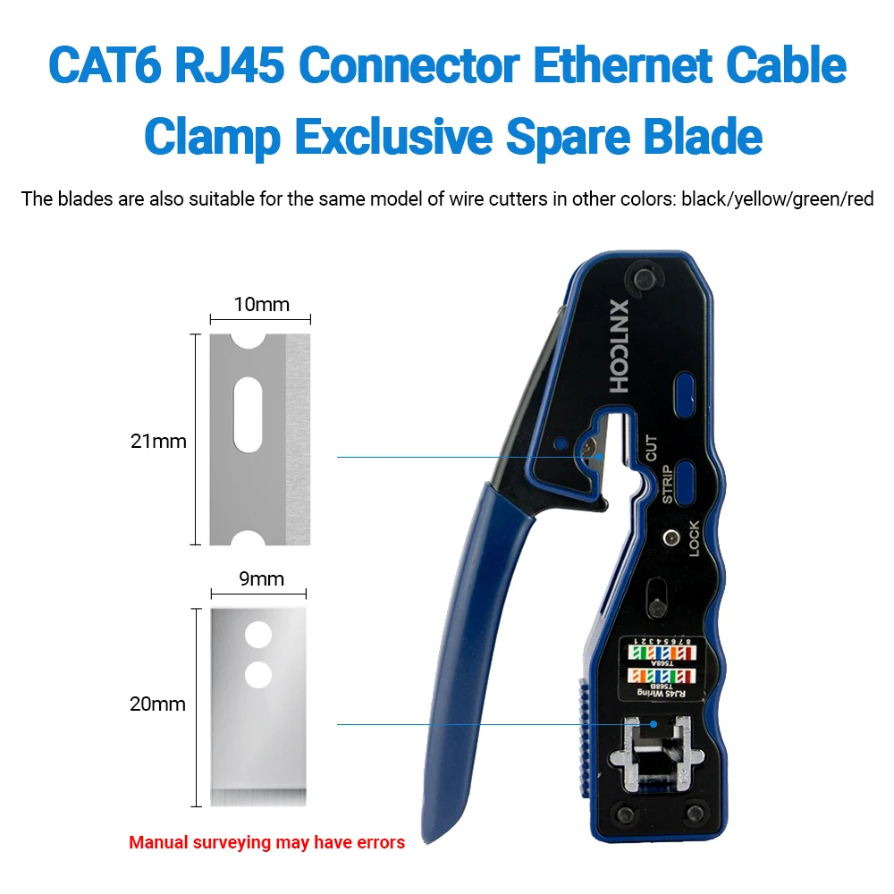 HOOLNX ใบมีดทดแทนอเนกประสงค์สําหรับ CAT6/CAT6A/CAT7 มาตรฐานและผ่านสายเคเบิลเครือข่าย CRIMPING เครื่องมือ