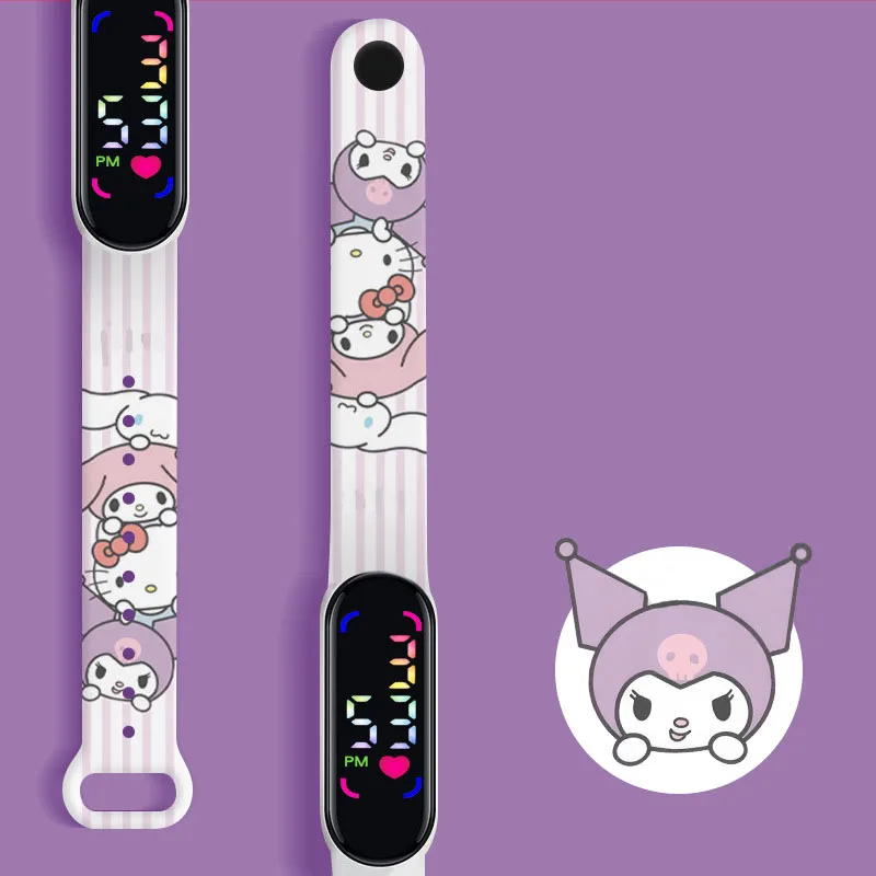 Sanrio Accessories Hello Kitty Watch Kuromi Watches Cinnamoroll Electronic Clock Led Anime Figure My Melody Toy Student Kid Gift