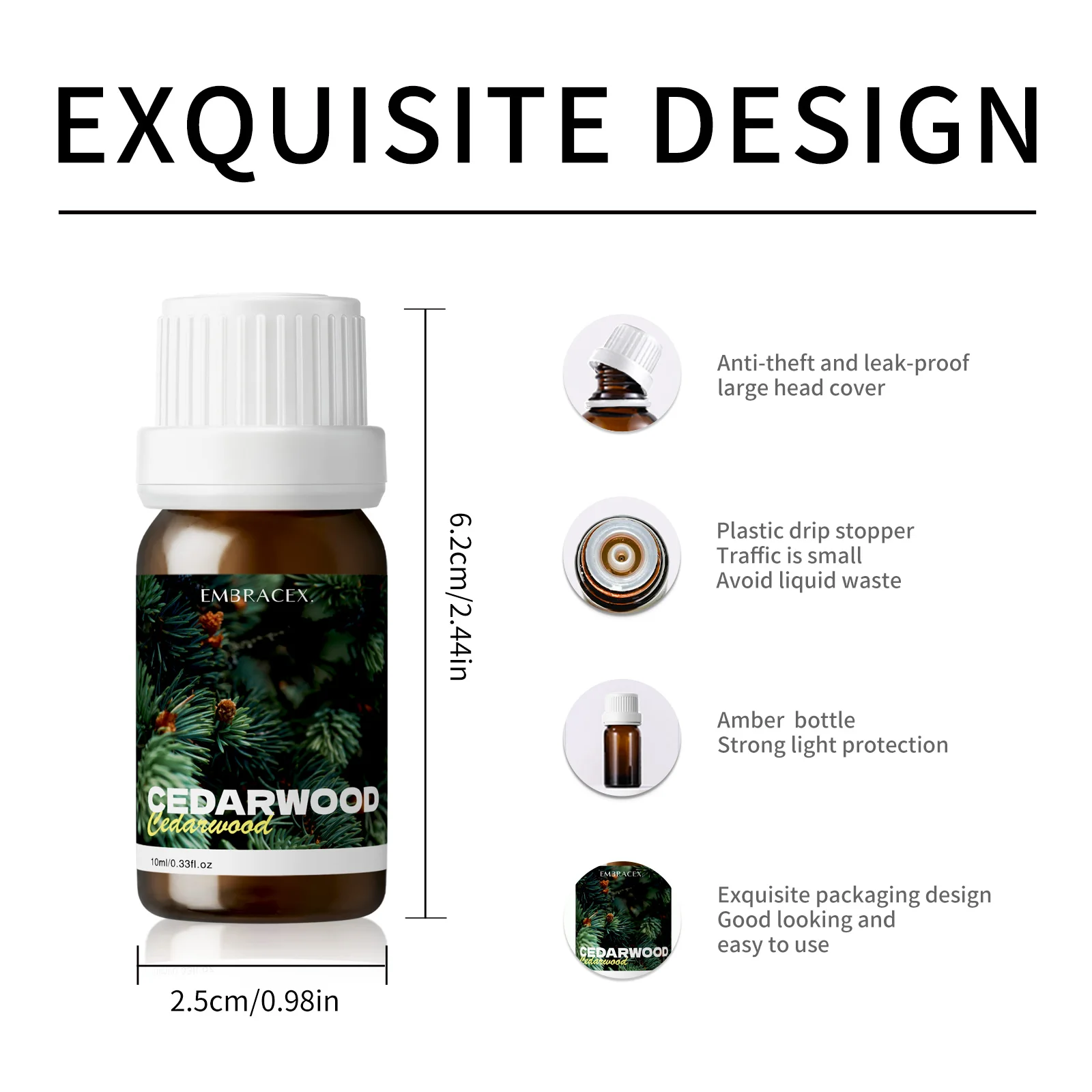 10ml Pure Cedarwood Essential Oils Cedarwood Oil Long-Lasting Warm Scent For Home Diffusers/Humidifier,Aromatherapy