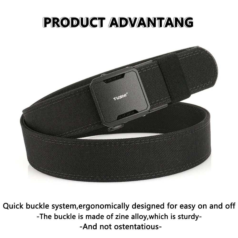 TUSHI Gürtel, harter taktischer Gürtel für Herren, Waffengürtel, EDC, Zinklegierungsschnalle, IPSC 1100D Nylon, Outdoor-Sportgürtel, männlicher Militärgürtel – Detail 6