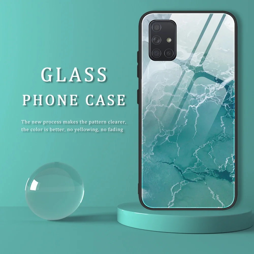 Tempered Glass Case For Samsung Galaxy S24 S23 S21 S20 S22 Ultra FE S10 S9 S8 Plus S10E Marble Painting Silicone Case Back Cover