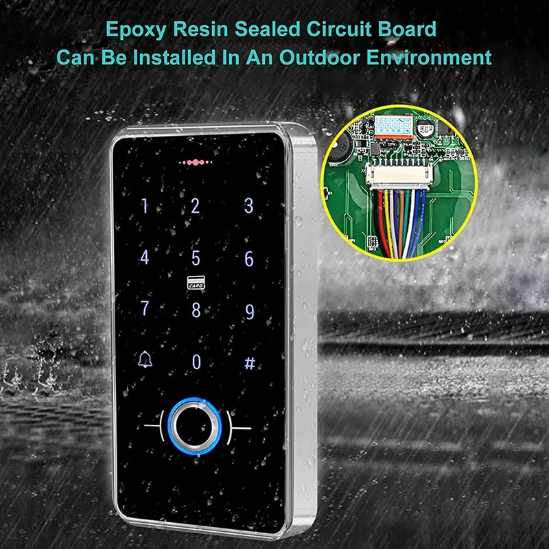 Top Deals IP68 Waterproof Fingerprint Access Control System,Wiegand 26 PIN Code RFID Keypad With 5PCS IC Key Fobs,Backlight