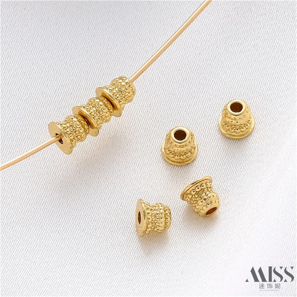 14k Gold Bag Color Retention Stupa Bead Spacer Bell Loose Bead DIY Handmade Bracelet Necklace Beaded Jewelry Accessories Materia