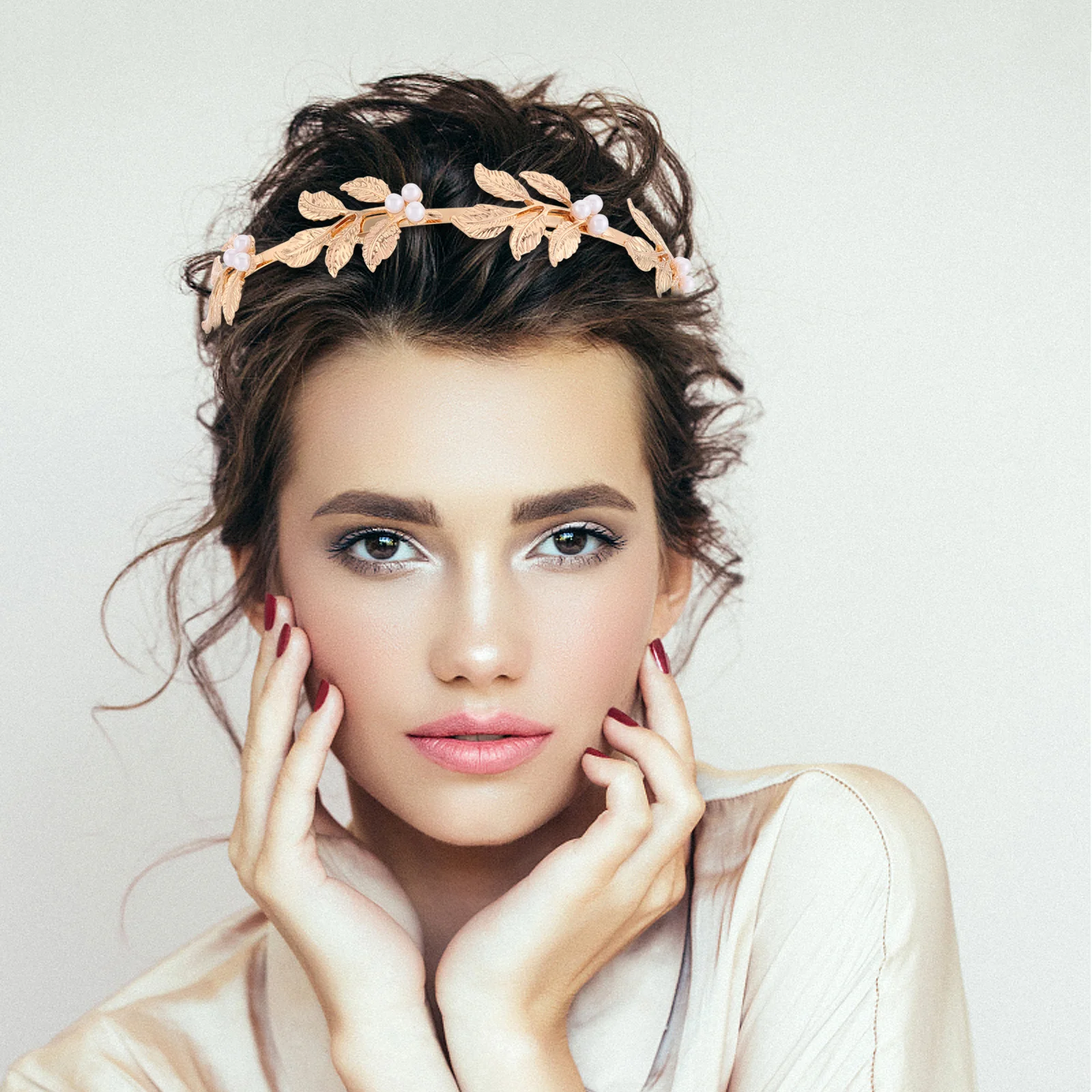 

2Pcs Pearl Headband Leaf Bridal Hairpiece Baroque Gold Wedding Headpieces Elegant Hair Accessories Bridal Hair Headpiece