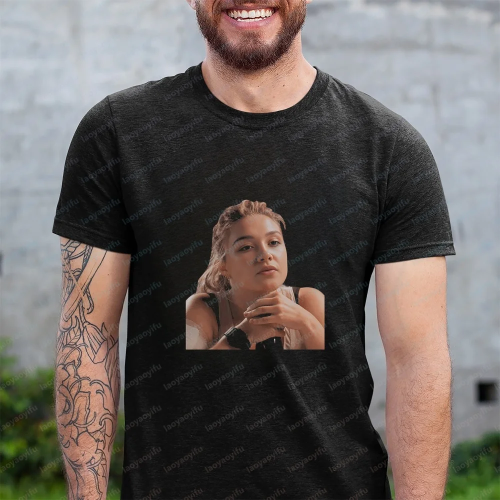 Florence Pugh - Summer Relaxed Trend Original Streetwear Short-sleeved Unisex Shirt Pattern Large-sized Comfortable T-shirt