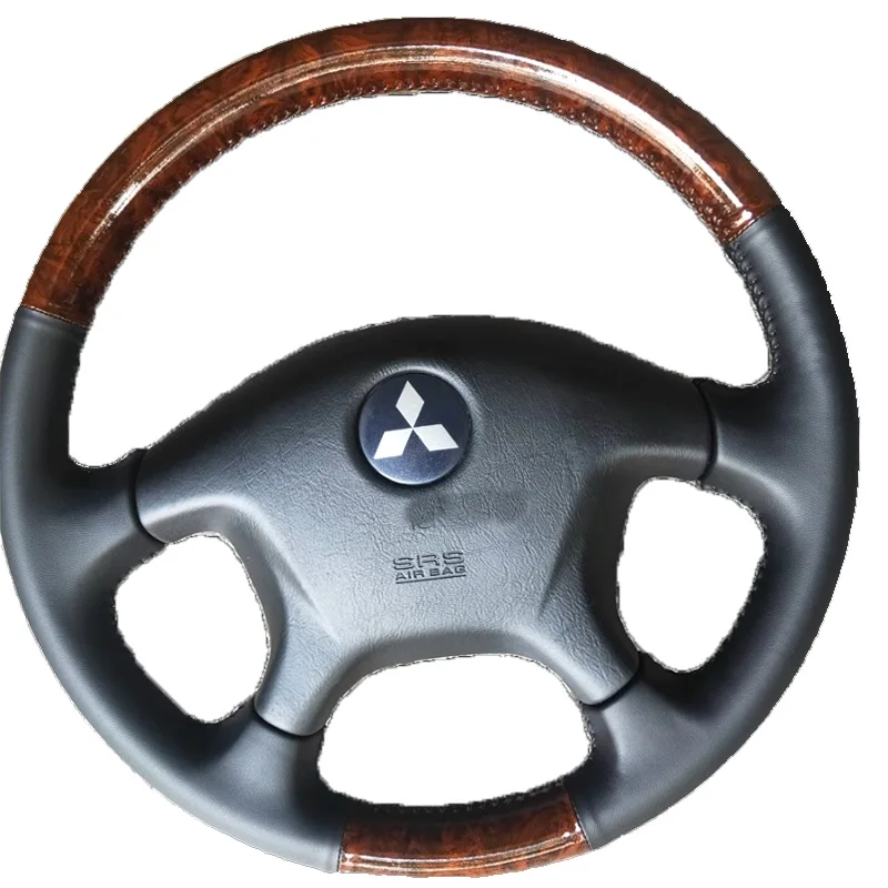 For Mitsubishi V45 V55 Steering Wheel Cover Hand-Stitched Non-slip Carbon Fider Leather Mitsubishi Accessory