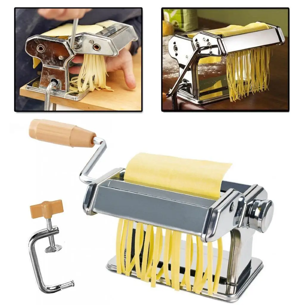 Manual Maker Presses Lasagne Spaghetti Tagliatelle Maker Machine Cutter, Stainless Steel