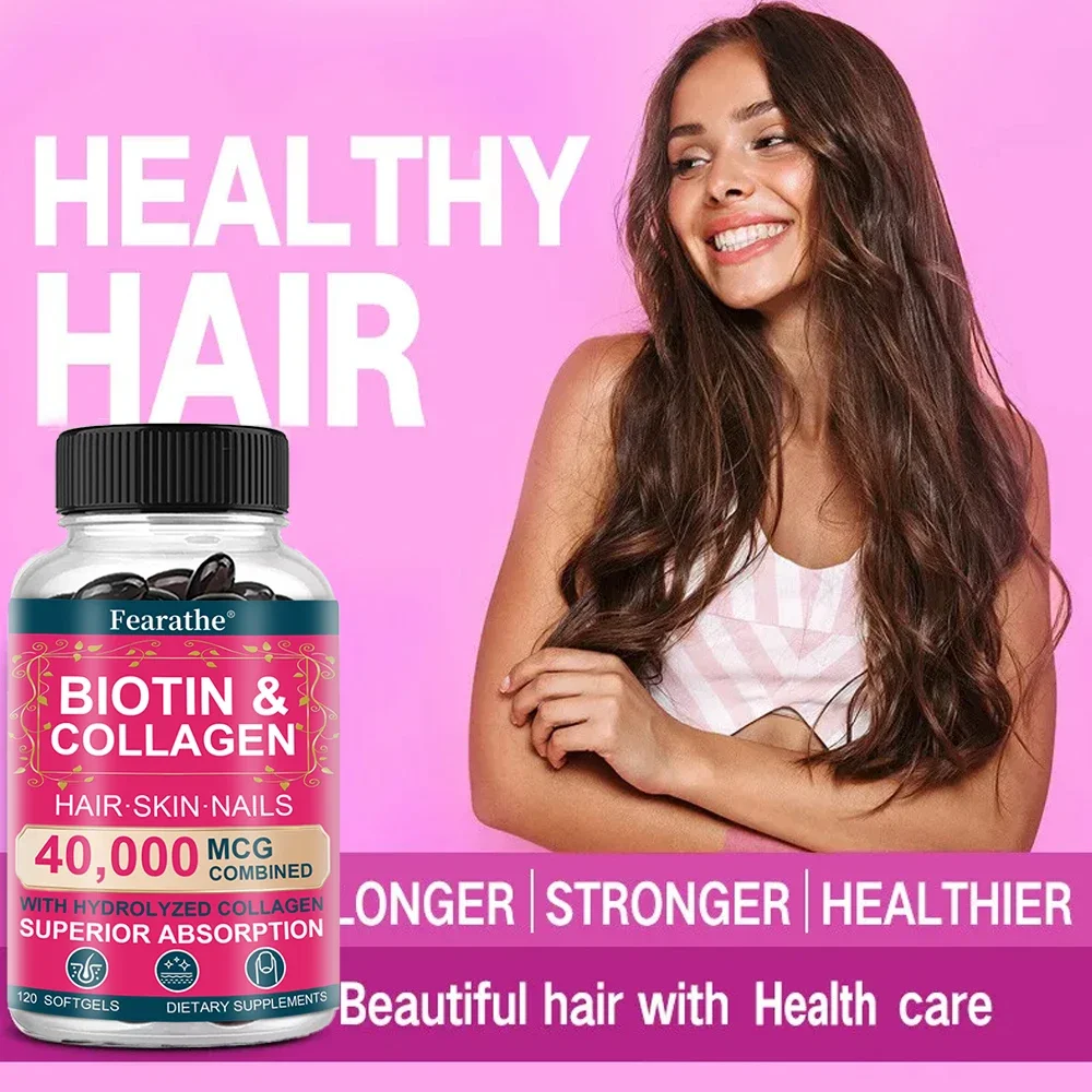 Biotin and Collagen Support Hair, Nails and Radiant Skin - Great for Men and Women with High Absorption