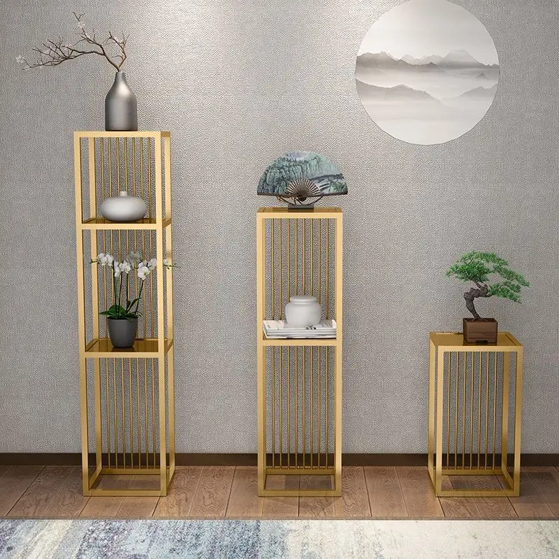 Nordic simple modern light luxury living room wrought iron flower stand indoor multi-layer storage floor-to-ceiling ornament