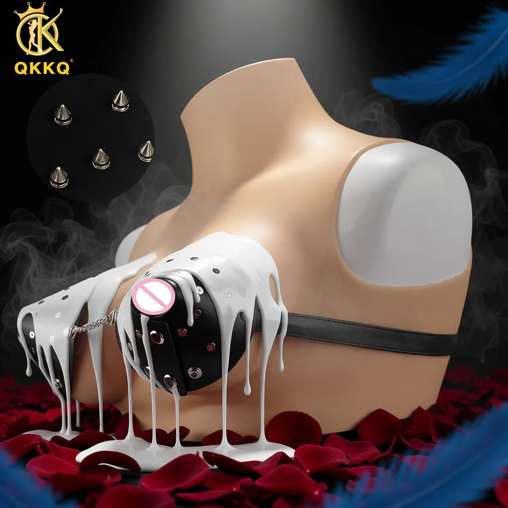 QKKQ حمالة صدر يمكن ارتداؤها مع سلسلة قضيب جلدي الثدي الموثق مع غطاء صدر من جلد البولي يوريثان أدوات مثيرة BDSM لعبة الجنس للنساء زوجين يمزح #1
