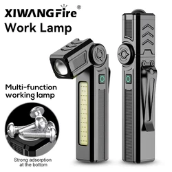 Multifunctional Work Lights LED Magnetic Flashlight Built In Battery USB Rechargeable Portable Flash Light Camping Repair Torch