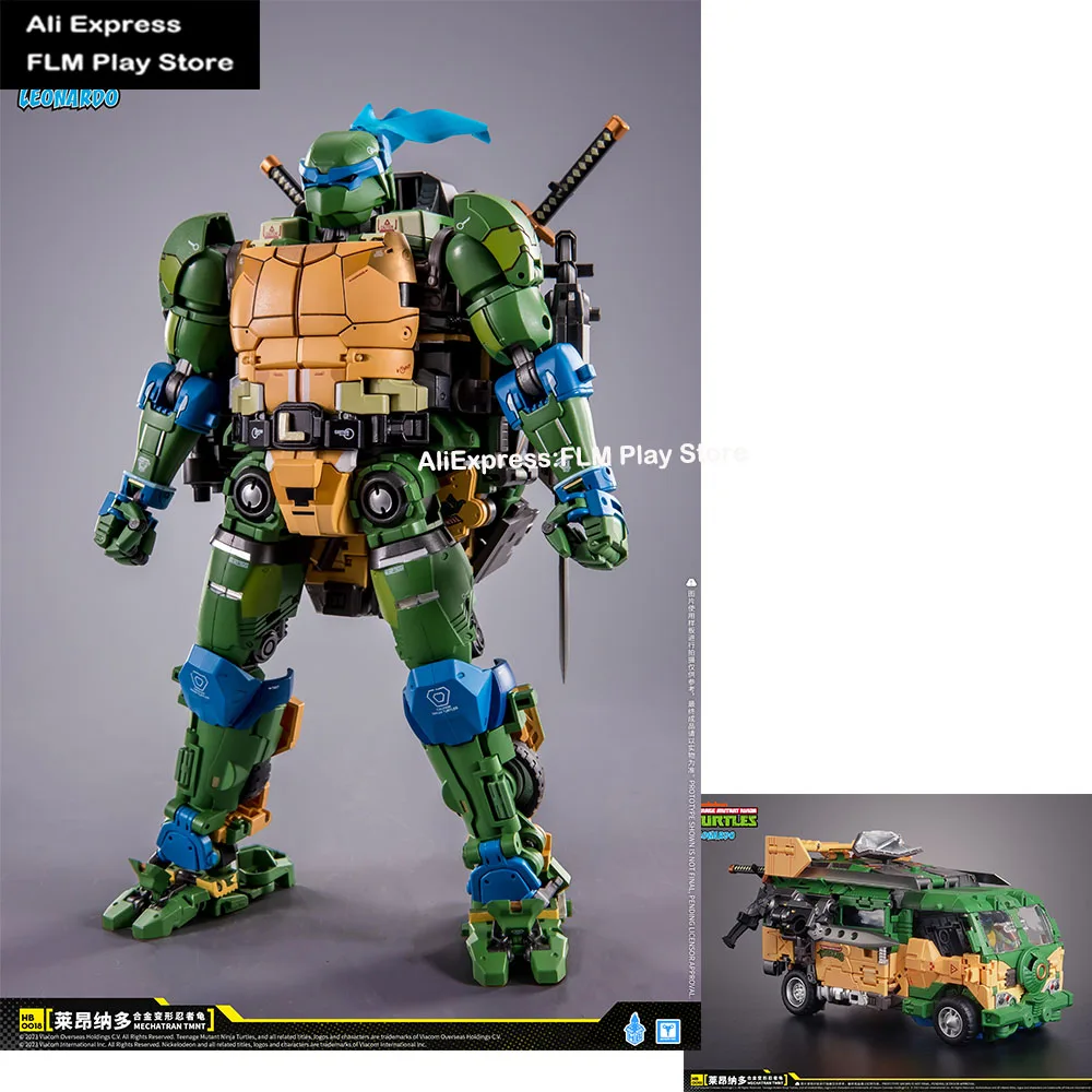 IN STOCK NEW Original Heatboys Turtles Leonardo Anime Figure Mechatran Series Car Deformable Collection Decoration Action Figure