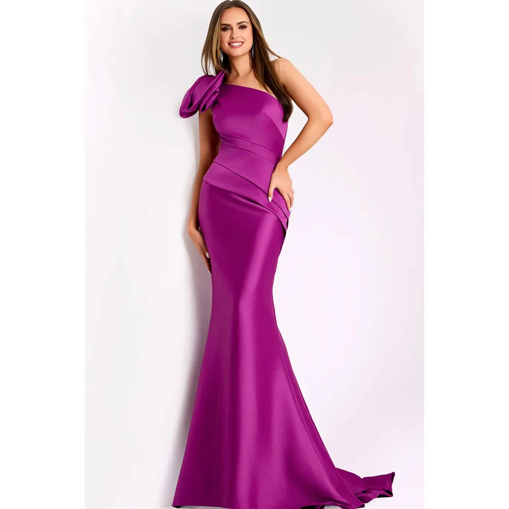 

Elegant Evening Dress One Shoulder Sleeveless Evening Gowns Satin Mermaid Floor Length Formal Occasion Dresses Customized 2025