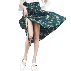 WERUERUYU Floral Print Women Skirt High Waist Spring Summer Female Midi Skirts Holiday Ladies Bottoms 2020
