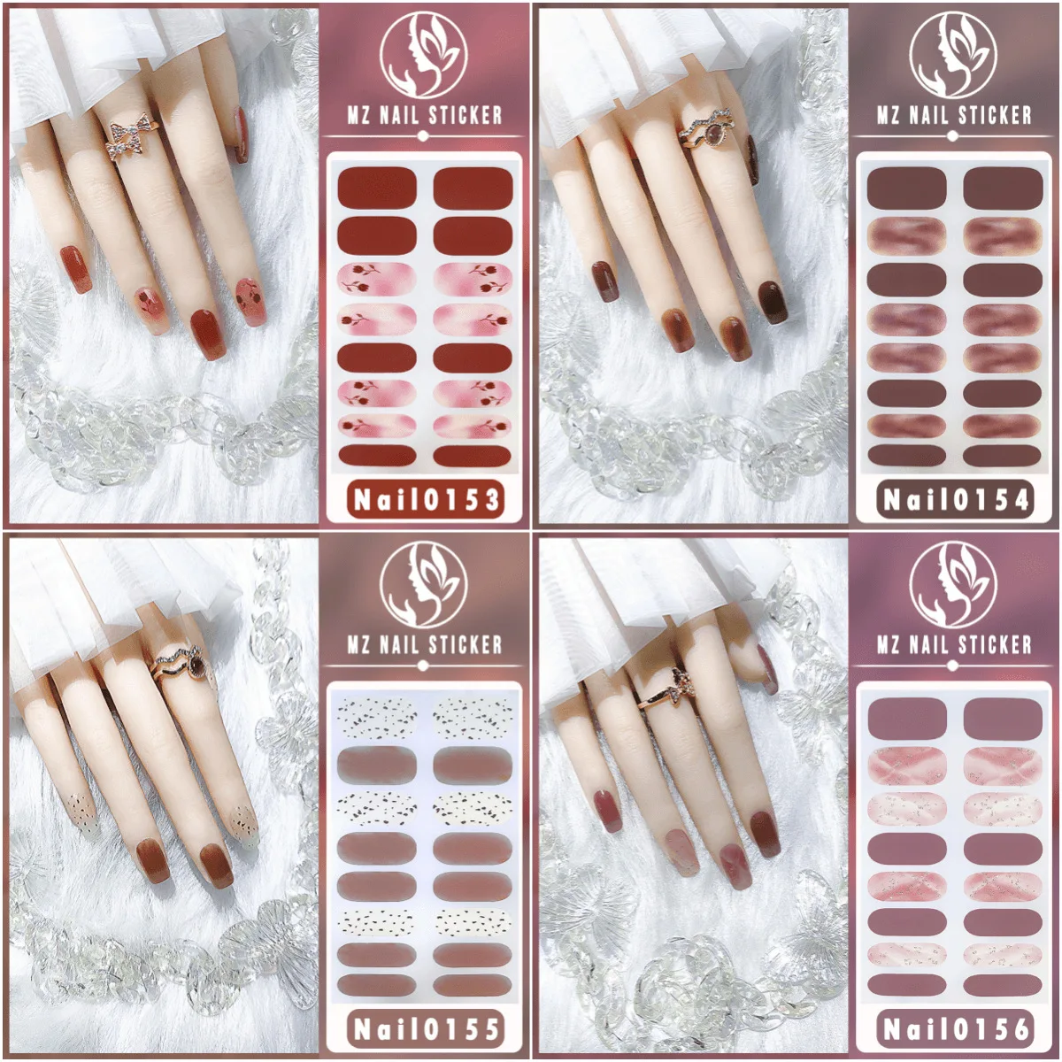 

MEBIS Nail Stickers 16 Finger Nail Sticker Nobake Gel Threedimensional Bronzing Nail Sticker Full Sticker Longlasting Waterproof