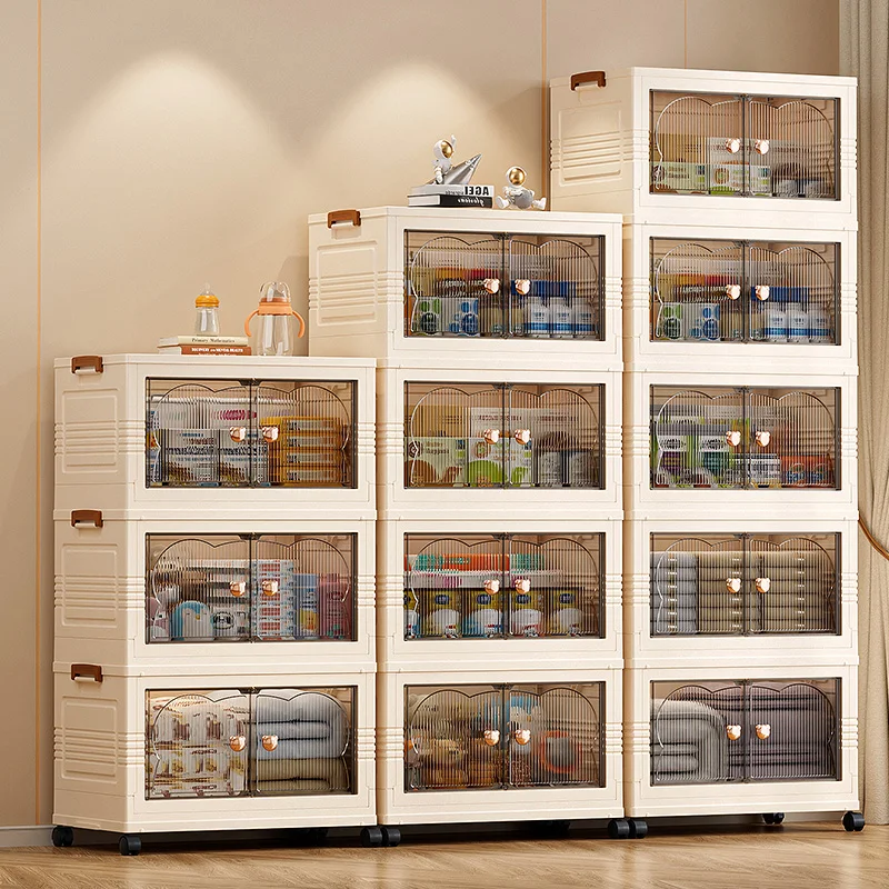 

Двухдверный складной ящик для хранения, портативный органайзер разных размеров, компактный для гостиной, спальни, кабинета, сборки не требуется