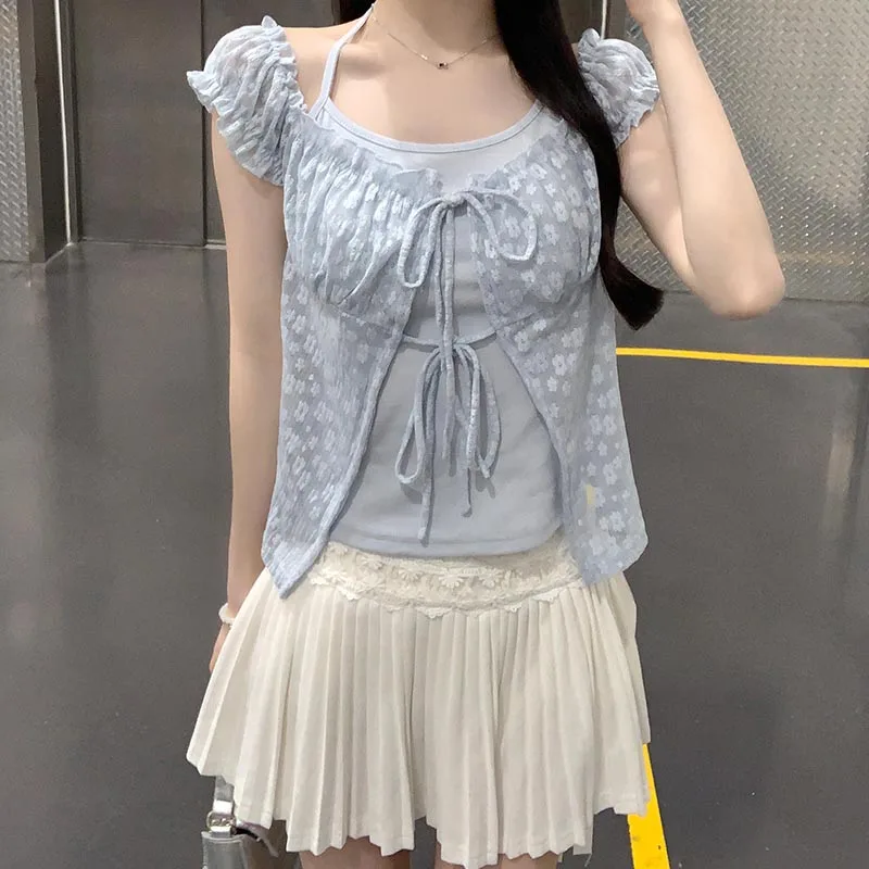 Sexy Off Shoulder Women Blouse Short Sleeves Summer Breathable Design Strappy Tops Korean Style Sweet Ladies Tops