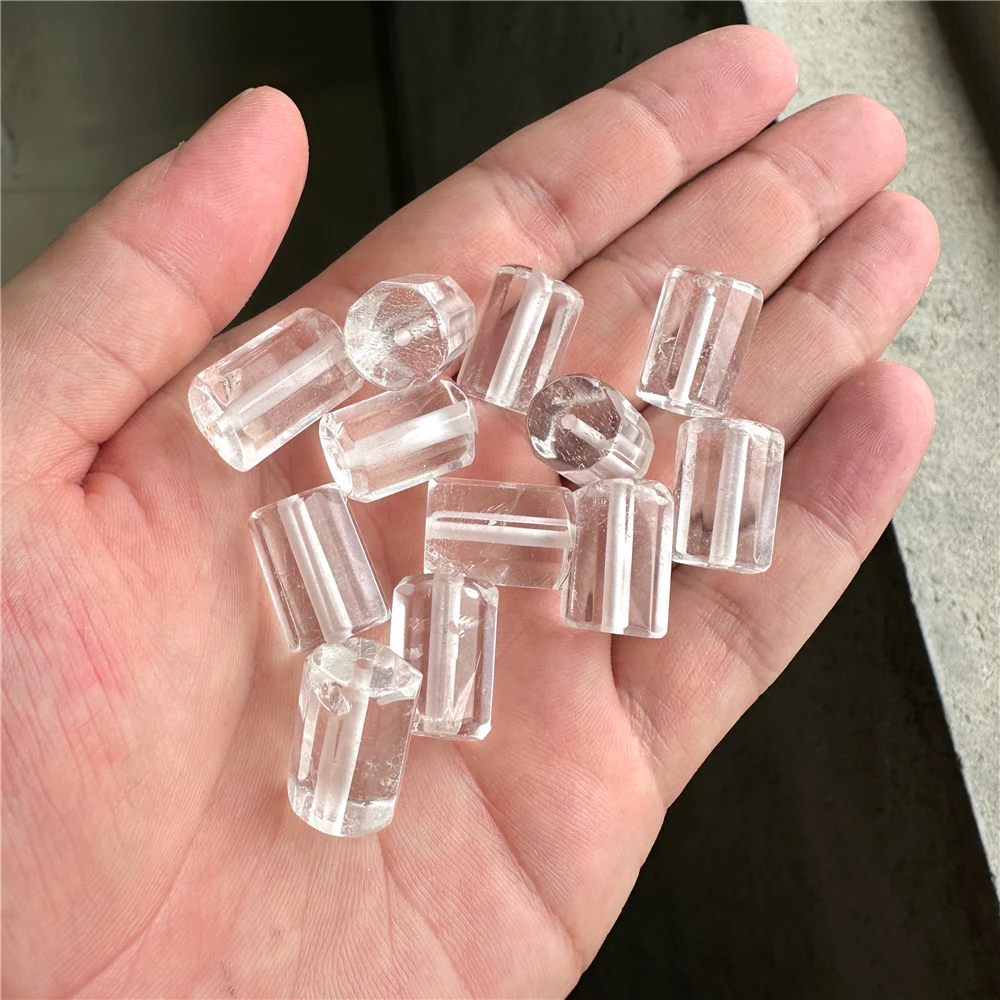 12x17mm Natural Stone Faceted Cylinder Stone Beads Smooth Loose Spacer Charms Pendant Bead for Jewelry Making Handmade 1PC