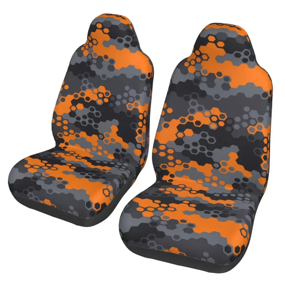 Orange Camouflage Car Seat Cover, Seat Cover, Anti Fouling and Convenient Protective Cover, Unique Style, 2PCS Universal Type