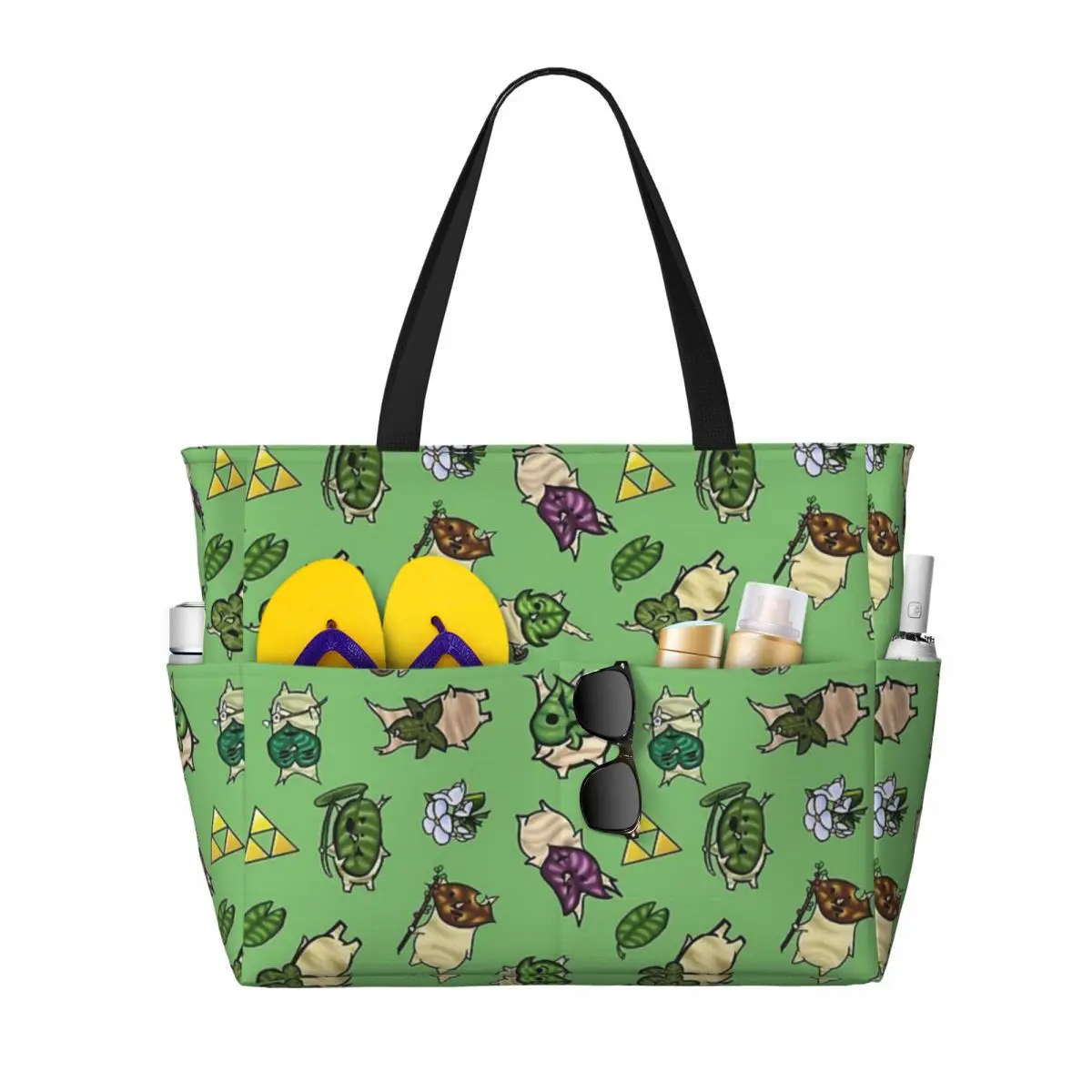 Borsa da viaggio da spiaggia con motivo ripetuto Korok, borsa a tracolla giornaliera per adulti personalizzabile con motivo Multi-stile