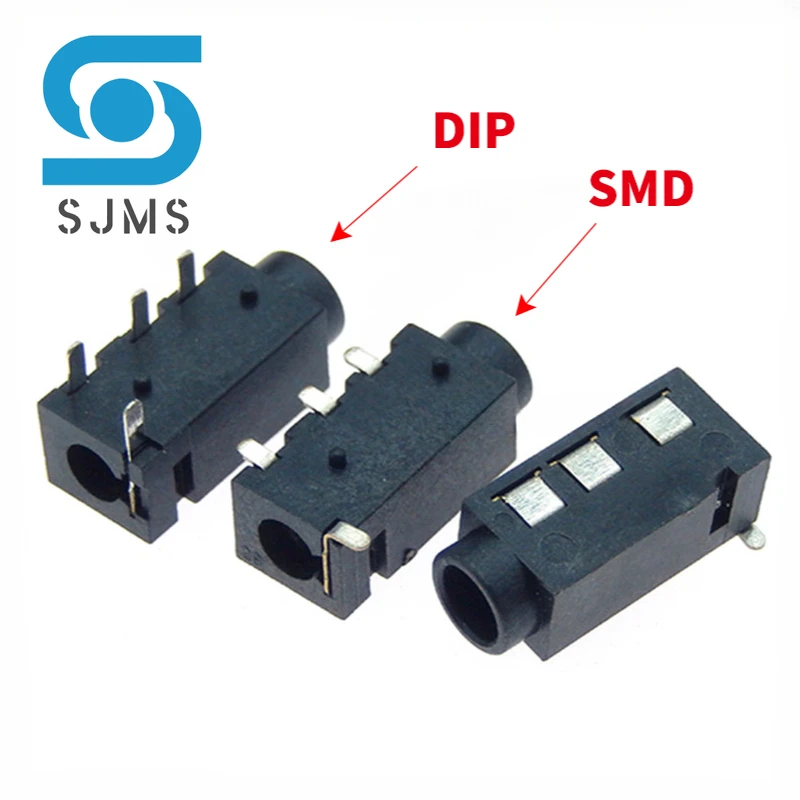 10Pcs PJ320A/D 4Pole TRRS 3.5 MM Audio Jack Connector Through Holes PCB Horizontal 4 Contact 4 Conductor Right Angle DIP SMD