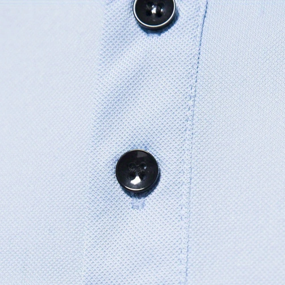 تي شيرت للرجال بأكمام قصيرة بأزرار طية صدر ، توبات طباعة مخططة لحفلات الأعمال ، صيفي غير رسمي