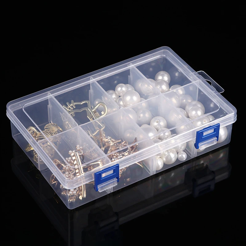 8 Grids Clear Plastic Storage Box Adjustable Screw Holder Organizer Electronic Component Tools Box Jewelry Hardware Tool Case