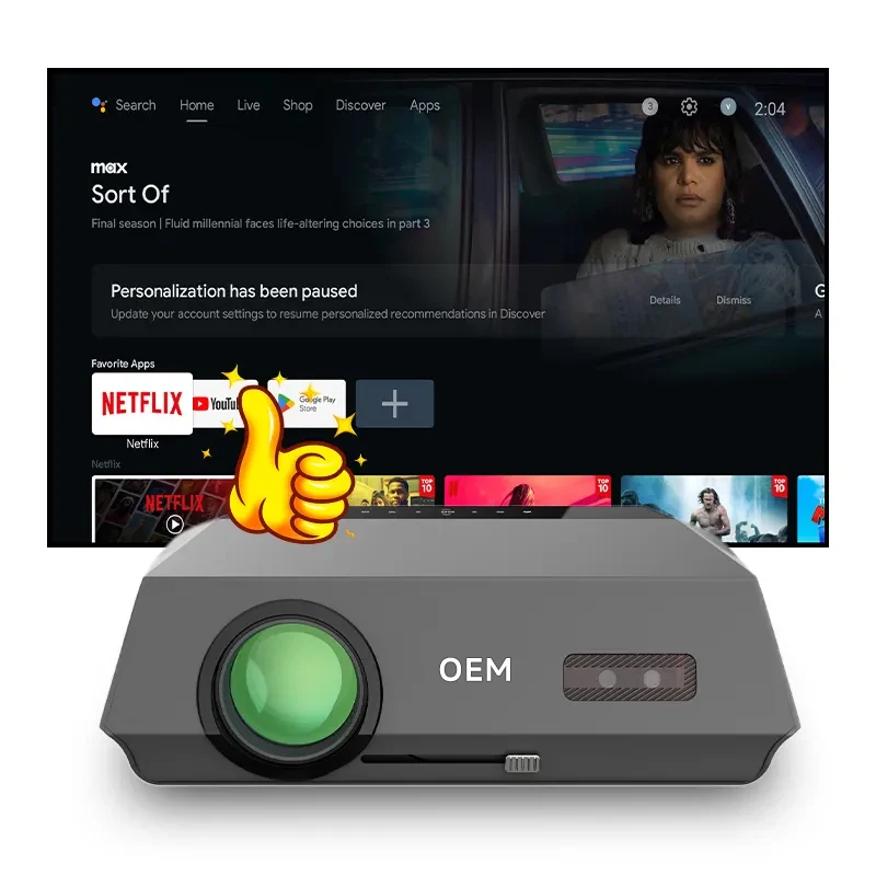 OEM 4K Ultra HD Daytime Home Theater Google Tv Projector With Arc 14300Lumens HDR WiFi6 Smart Movie Outdoor Gaming Projector