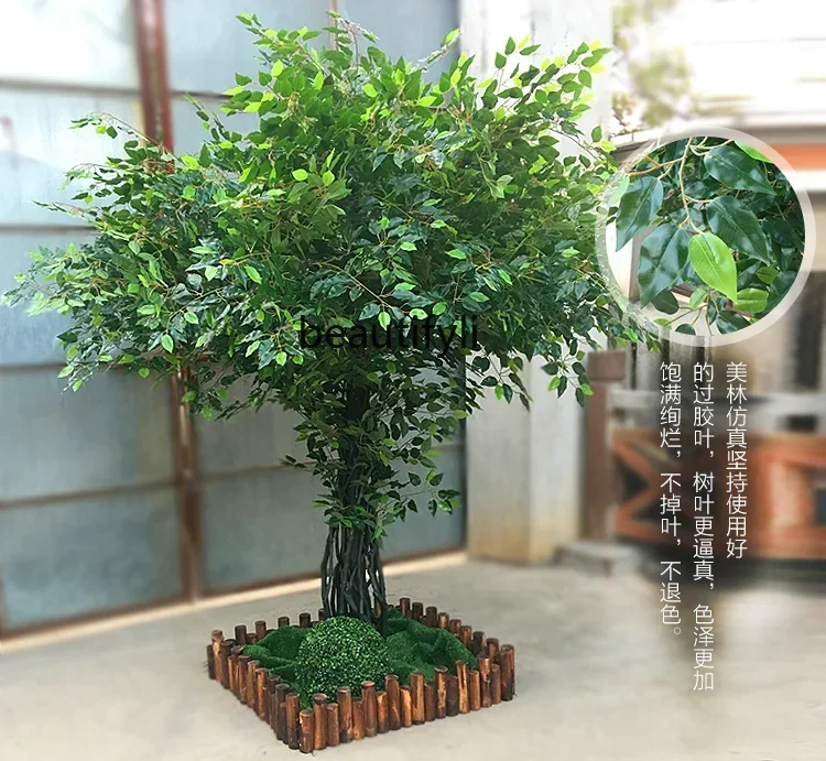 Simulation Banyan Tree Green Plant Large Plant Fake Trees Floor Indoor Hotel Decorative Tree Living Room