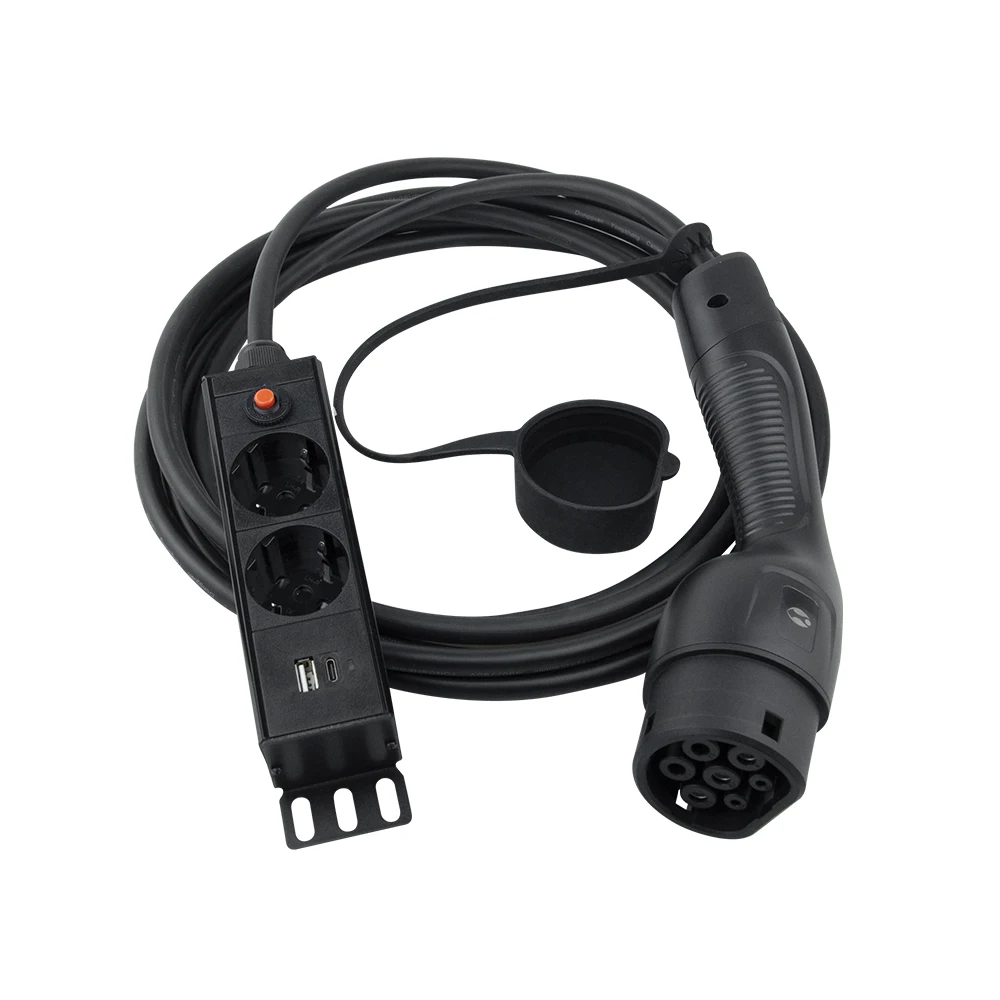 2026 Using Type 2 to Schuko EU Outdoor Electric Gun 16A 3.5KW Vehicle to Load V2L AC Discharger for Electric Vehicle