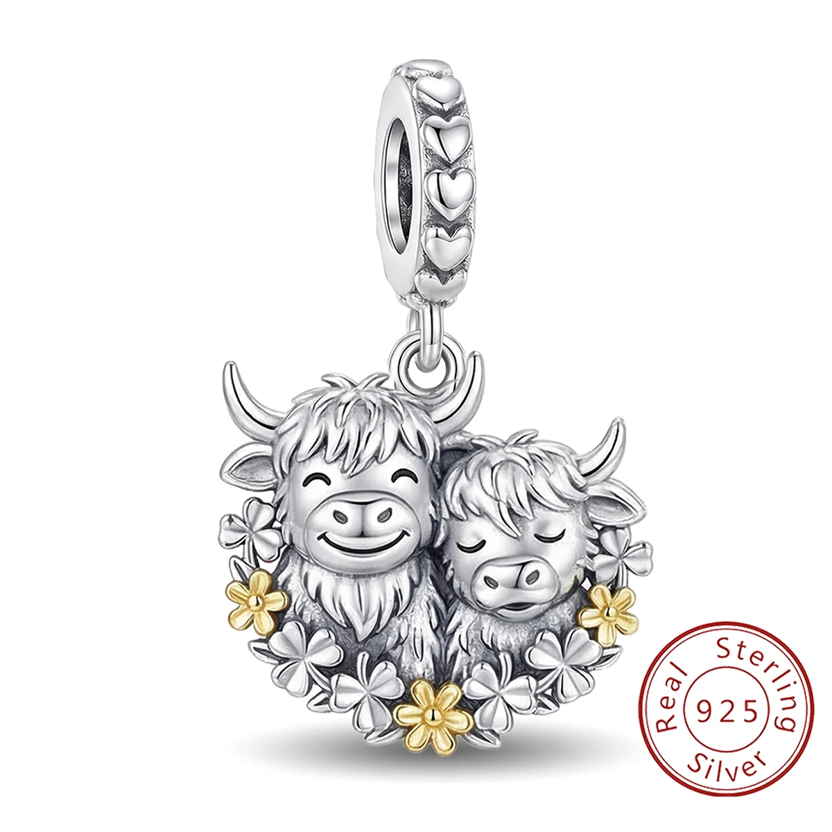 

925 Sterling Silver Popular Fashion Highland Cattle Charms Beads DIY Made Into Bracelets High Quality Jewelry Gift For Womens