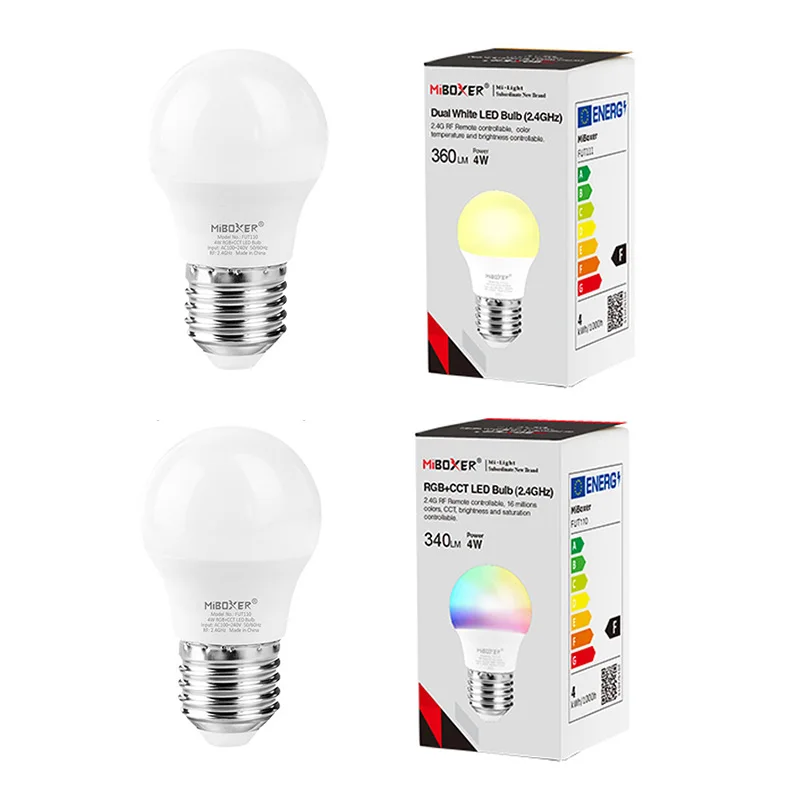 Miboxer Samll Size E27 4W RGBCCT/Dual White LED Light Bulb FUT011 FUT111 AC110V 220V 2.4GHz Smart Lamp 2.4G RF Remote Control