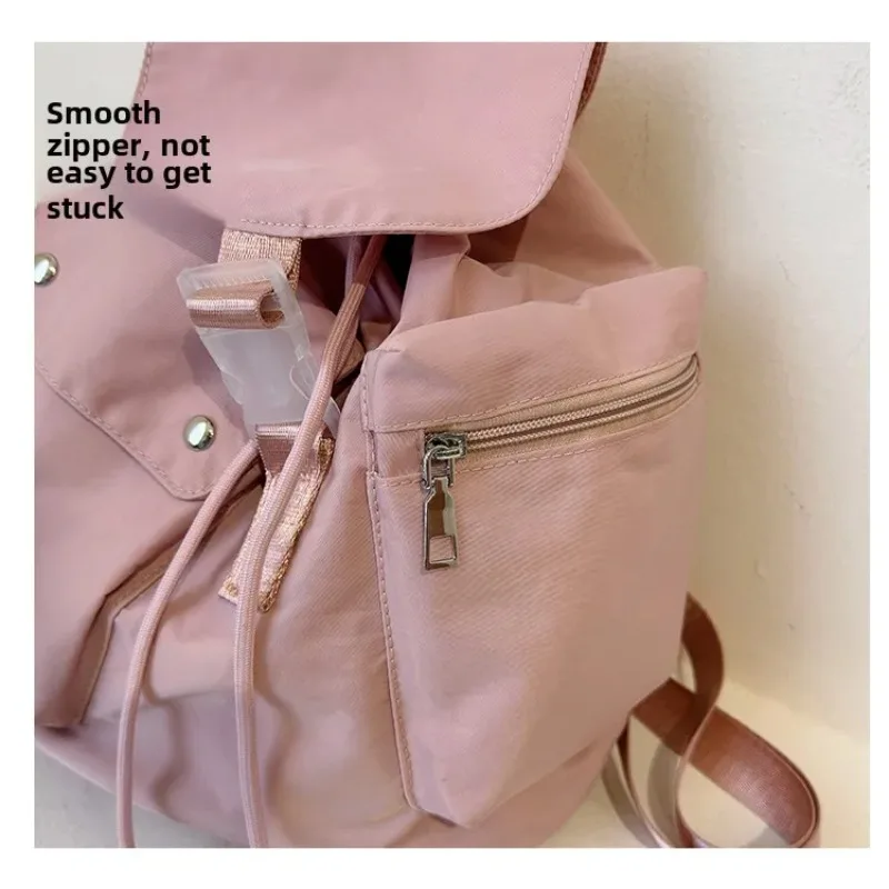 Casual Canvas Women's Bapa Versatile Summer New Sle Climbing Cuter Bapa Student Bookbag Soft Sewing Line Pure Color