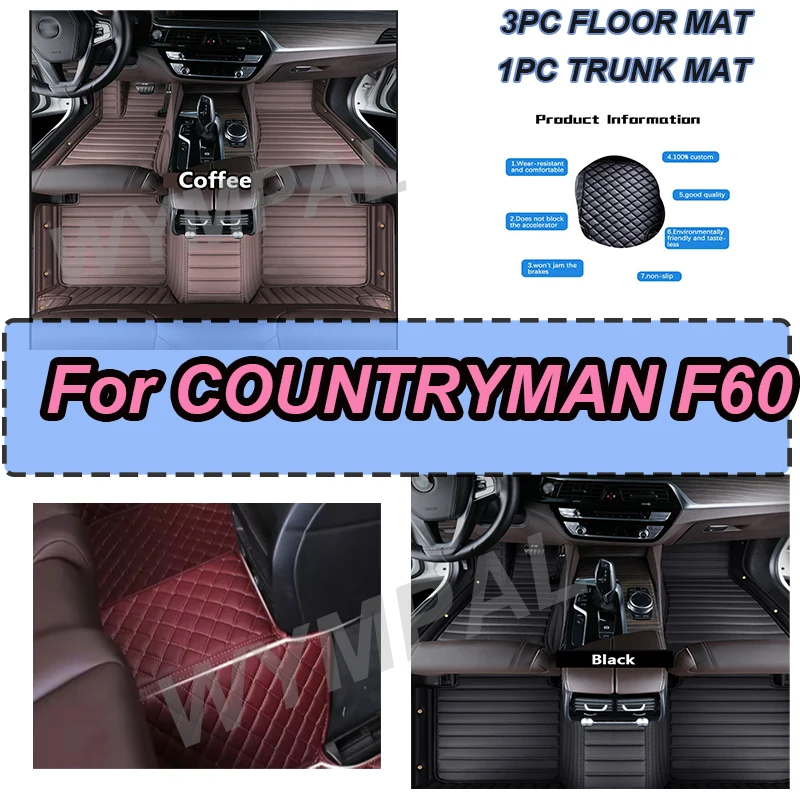 

Роскошные автомобильные коврики на заказ для MINI COUNTRYMAN F60, 5 сидений, 2017-2021 год, экологически чистая кожа