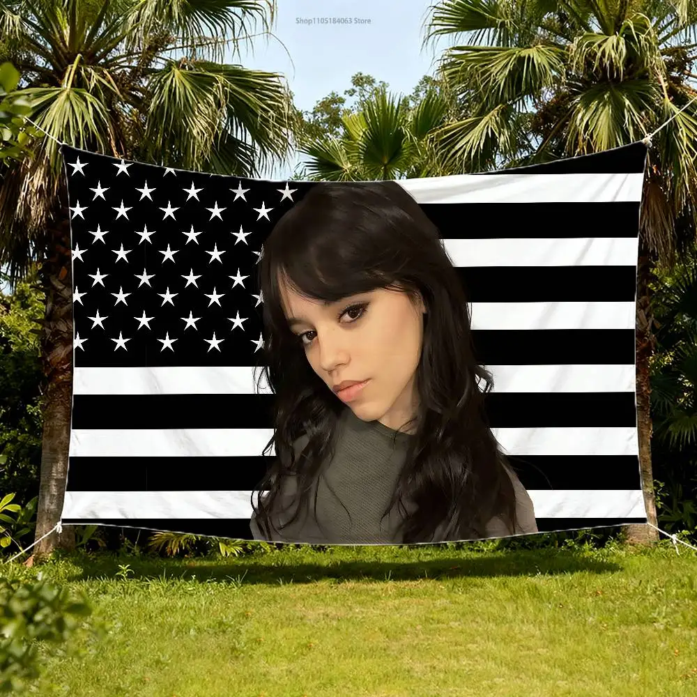 

J-Jenna O-Ortega Black Flag Tapestry Banner For Bedroom Outdoor Living Room Restaurant Bar Wall Decor Party