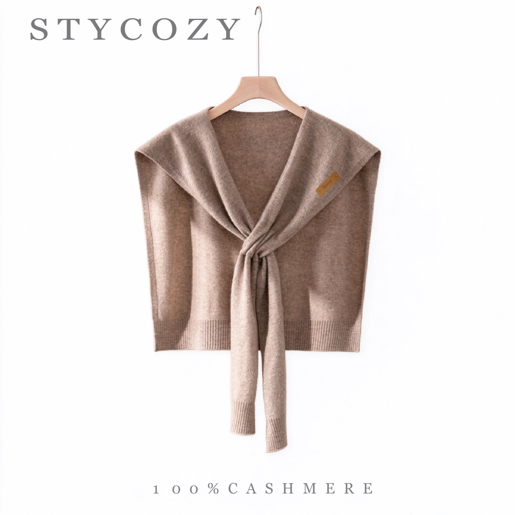 Women Twist Knot100%Cashmere Knitted Shoulder Wrap Shawl Solid Versatile Shoulder Cover Female Casual Outdoor Multiple Occasions