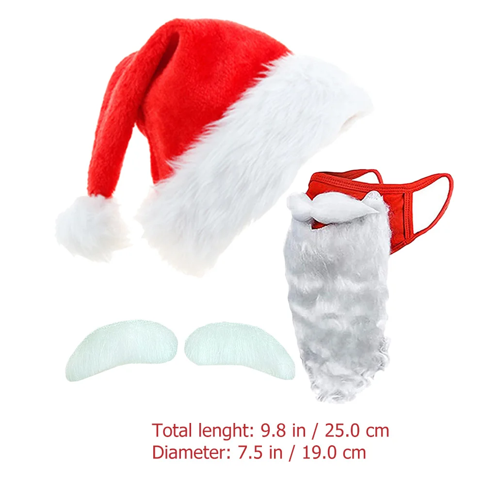 1 Juego de cejas y barba de Papá Noel, sombrero de Navidad, accesorios para disfraz de Papá Noel, accesorios para fotografía de fiesta de Cosplay de Navidad