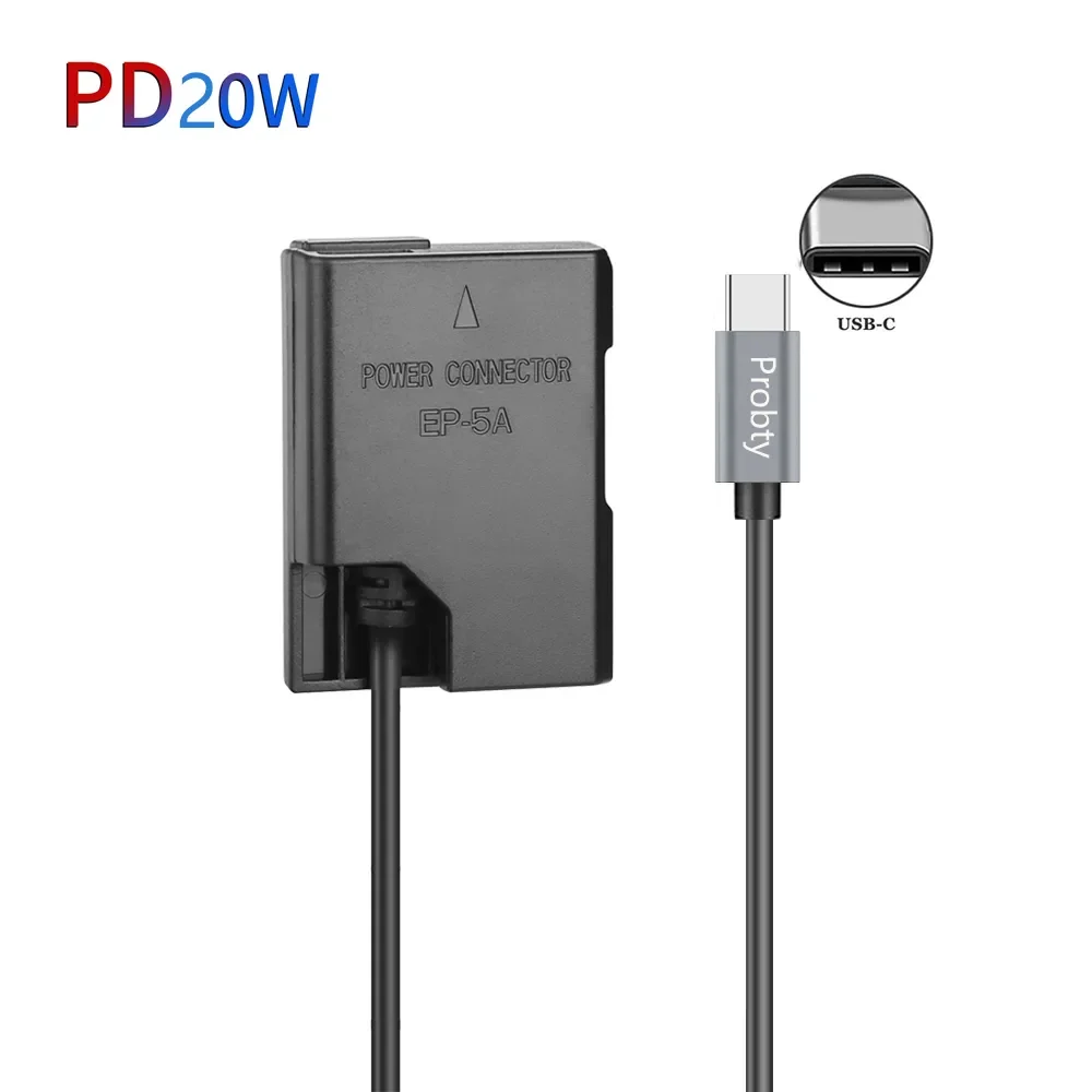 PD EP-5A EN-EL14 Dummy Battery Power Adapter for Nikon D3100 D3200 D3300 D3400 D3500 D5100 D5200 D5300 D5500 D5600