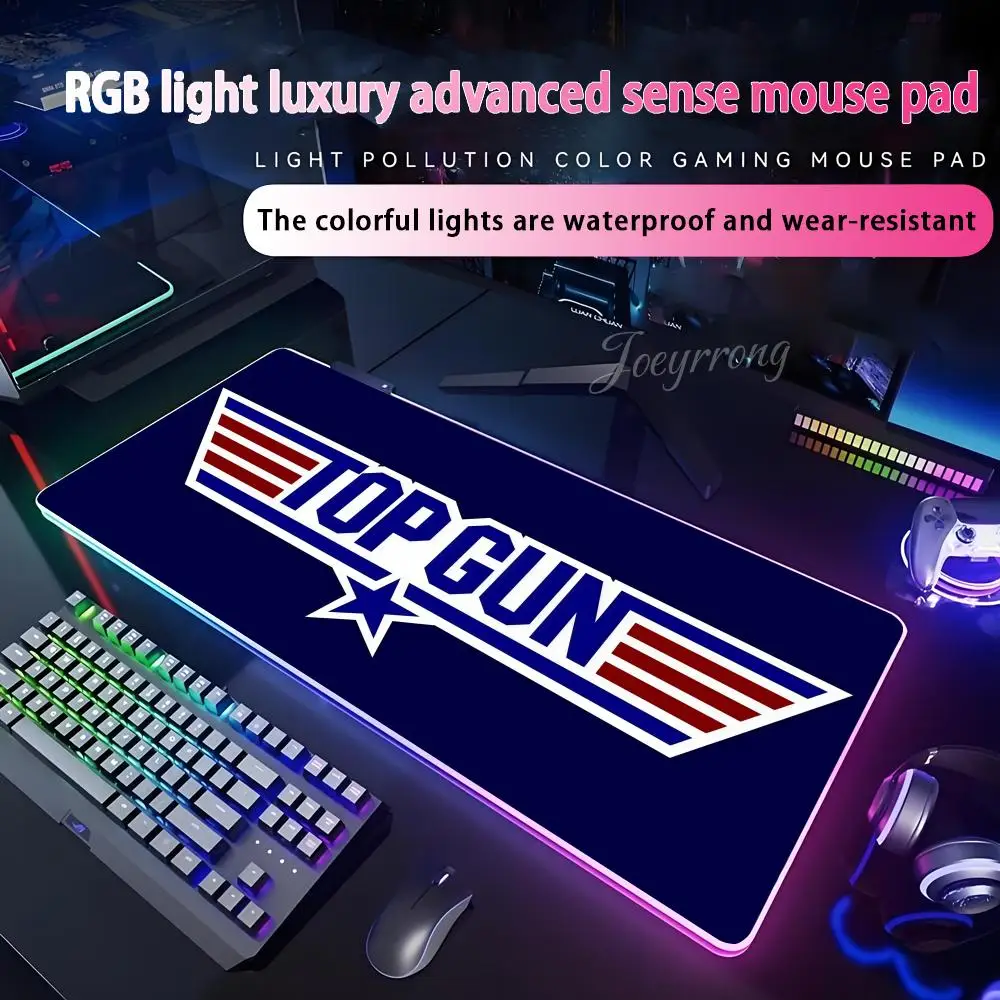 

Fighter Aircraft Top Gun Mouse Pad RGB Mouse Pad Extended Gaming Keyboard Seven Colors LED Mats Large 1000x500mm XXL Gamer