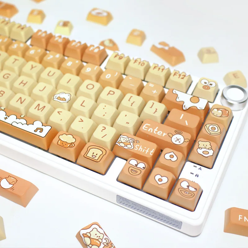 Keycap Tinggi XDA Tema Telur Rebus Keycap Mekanis Pria dan Wanita Kuning Muda Lucu