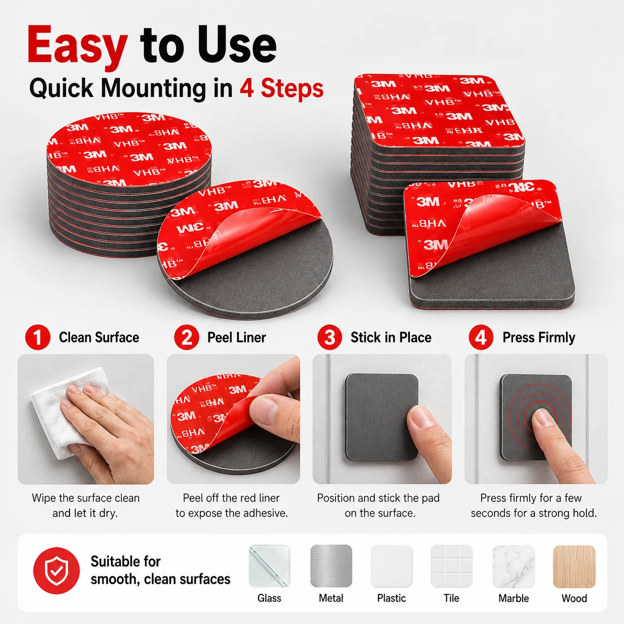 Original 3M VHB Double Sided Foam Tape Heavy Duty Adhesive Dash Cam Mount Mounting Tape Black for Automotive Car Home Use gallery 5