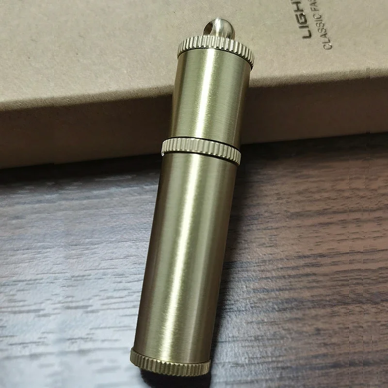 Diy Mini Compact Cute Full Brass Kerosenes Lighter Portable Gasolines Lighter Outdoor Waterproof Capsule Lighter