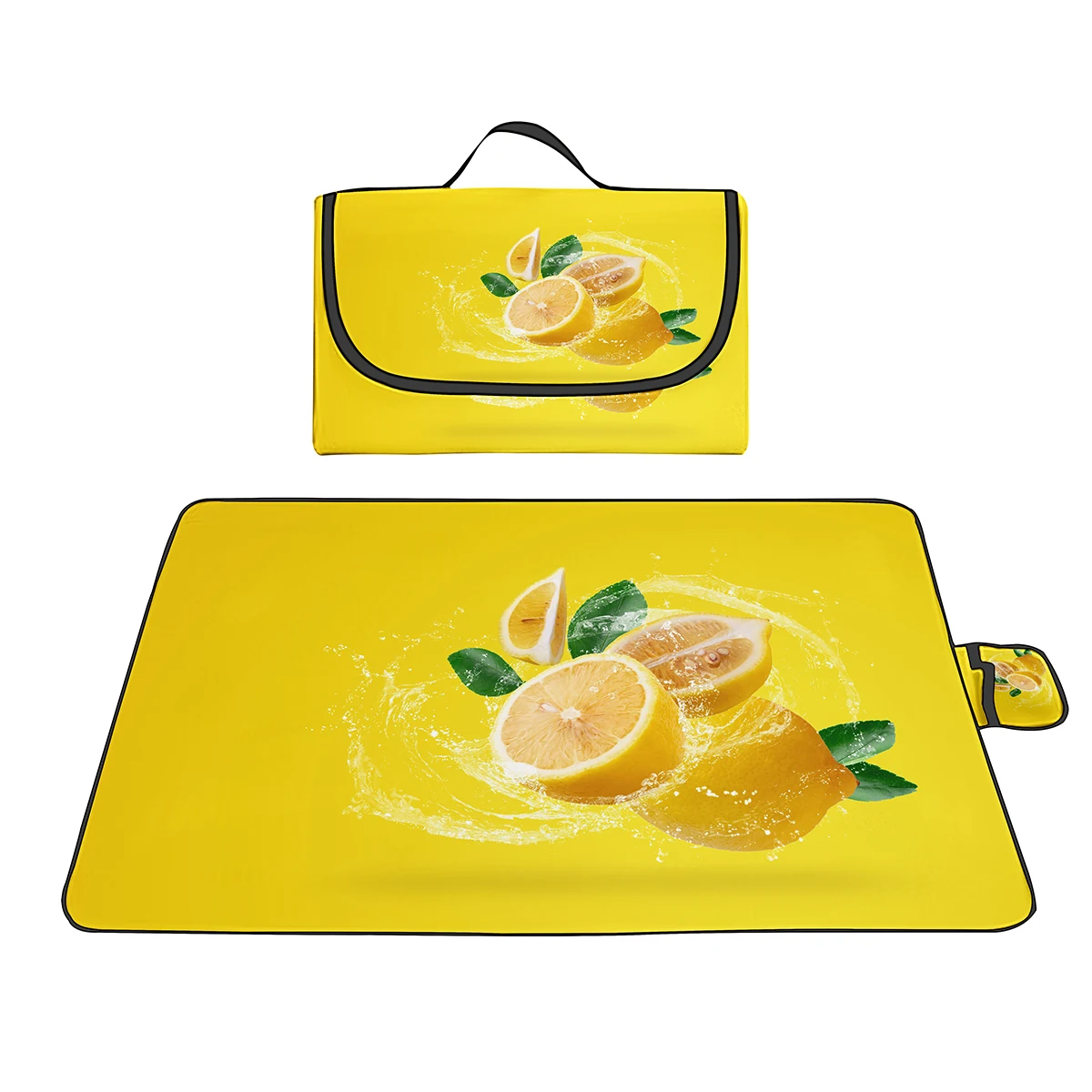 

Sandproof Waterproof Picnic Mats Oxford Yellow Fresh Lemon Foldable Portable Beach Blanket Lightweight Mat For Travelling Park