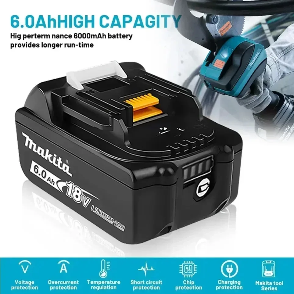 Originální dobíjecí baterie Makita 18V 6,0Ah, pro Makita BL1830B BL1830 BL1840B BL1840 BL1850 BL1850B, baterie pro elektrické nářadí - náhled 5